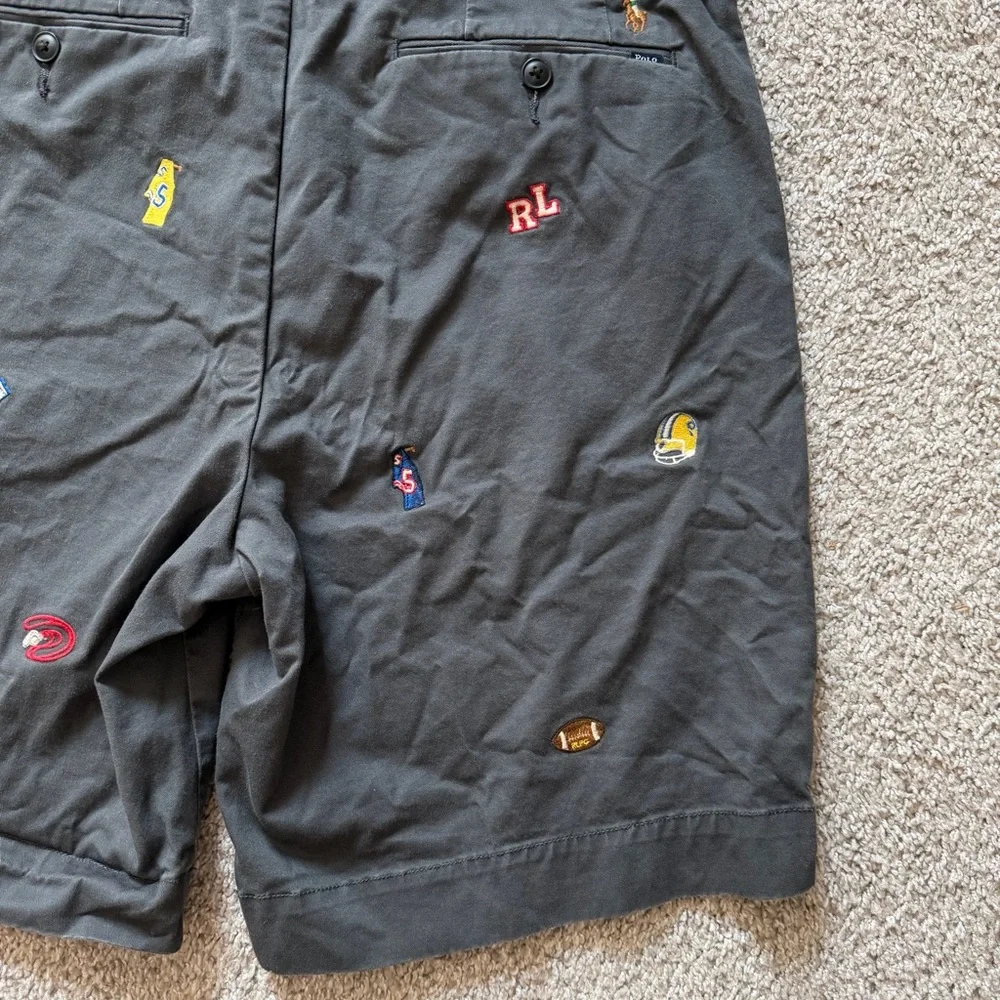 Polo Ralph Lauren Embroidered Shorts Size 33 Classic Fit Gray - Picture 8 of 15